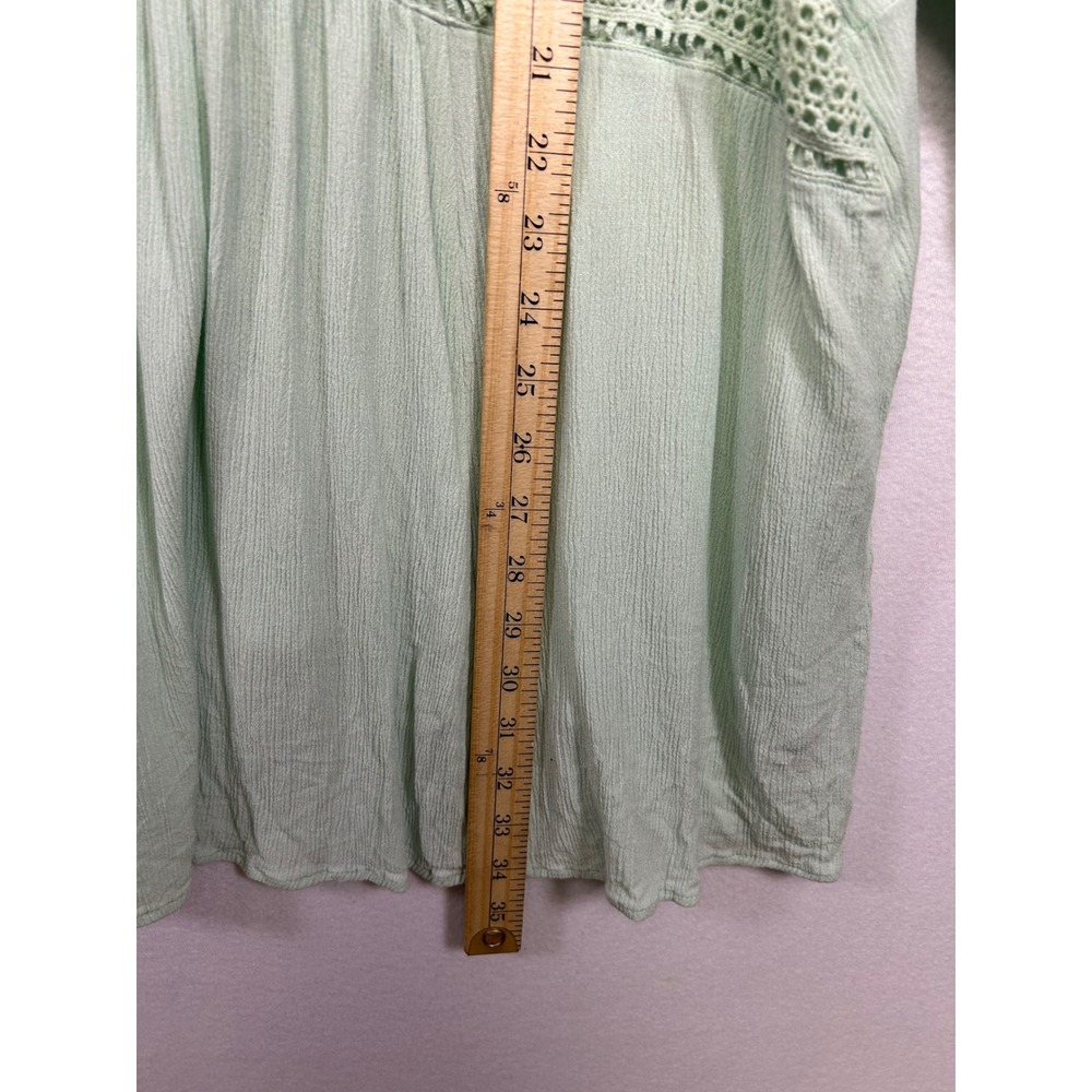 Boho Cottagecore Torrid Womens 5X Mint Green Crochet Lace Peplum Babydoll Top - Picture 5 of 9